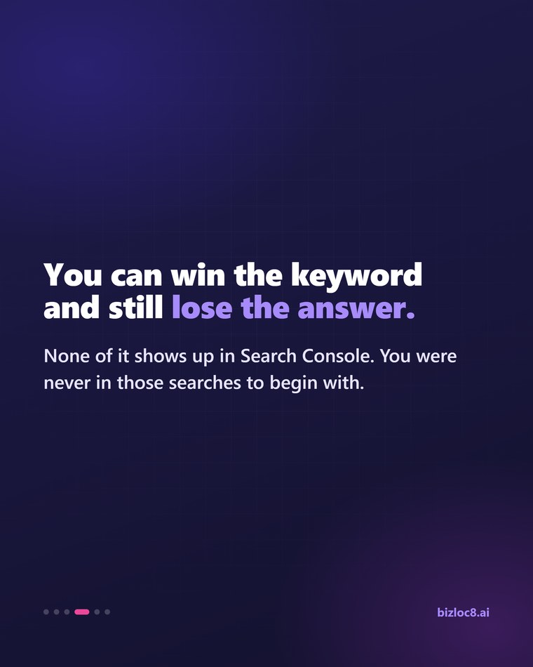 You can win the keyword and still lose the answer, because the deciding happened in searches you never saw